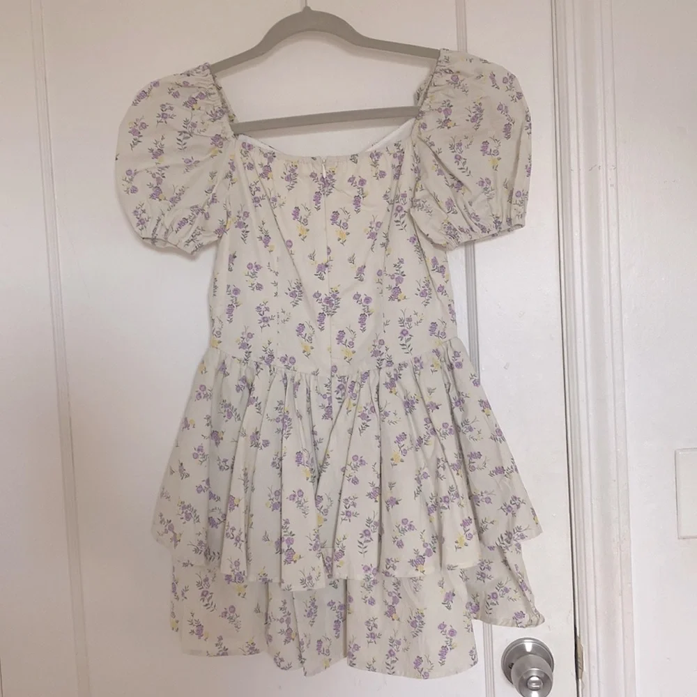 Ledin Double Layered Floral Puff Sleeve Corset Mini Dress - Picture 2 of 8